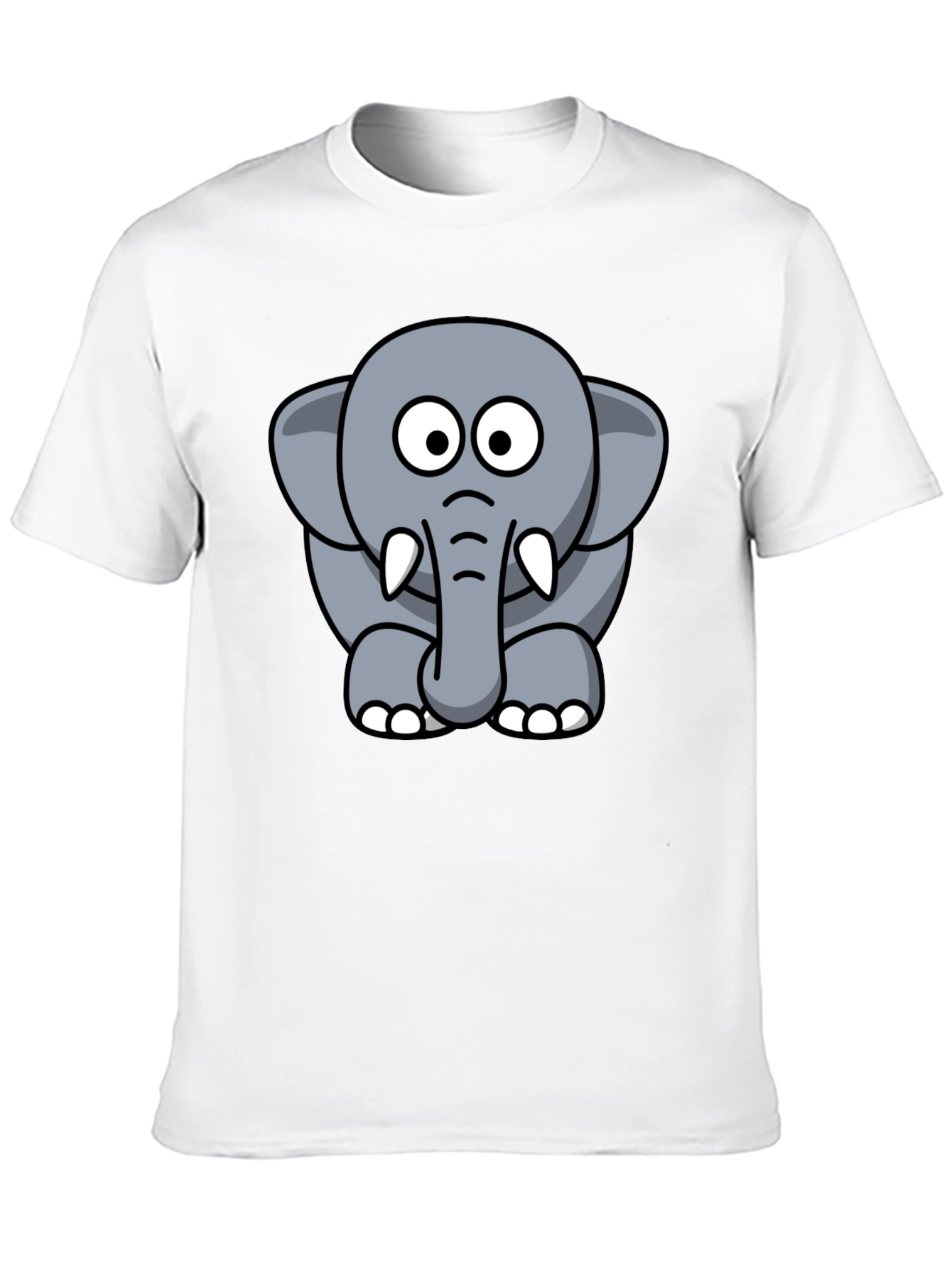 Cute Elephant Cartoon Graphic Tee - Black T-Shirt