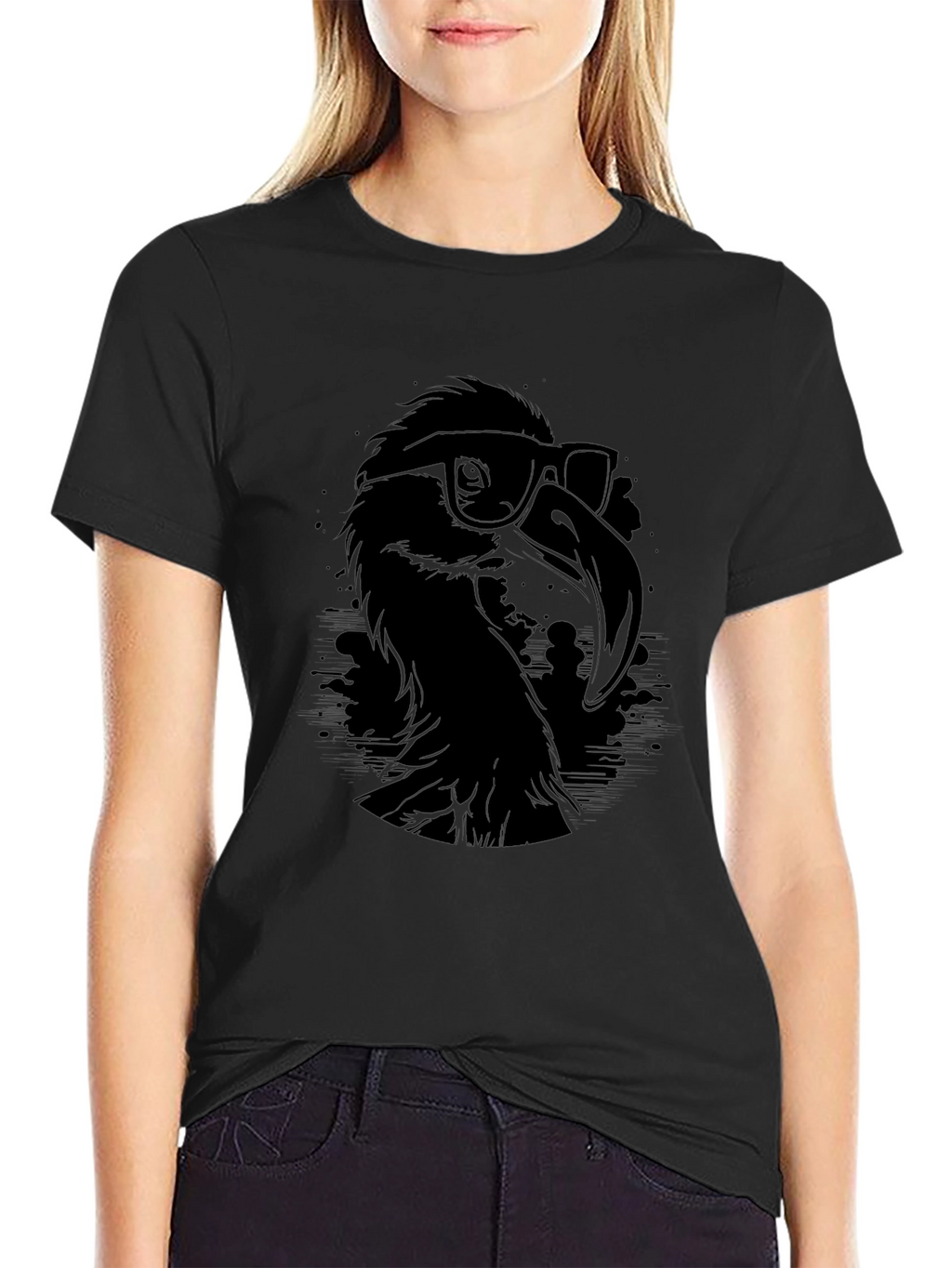 Cool Flamingo Graphic Tee - Black Cotton T-Shirt