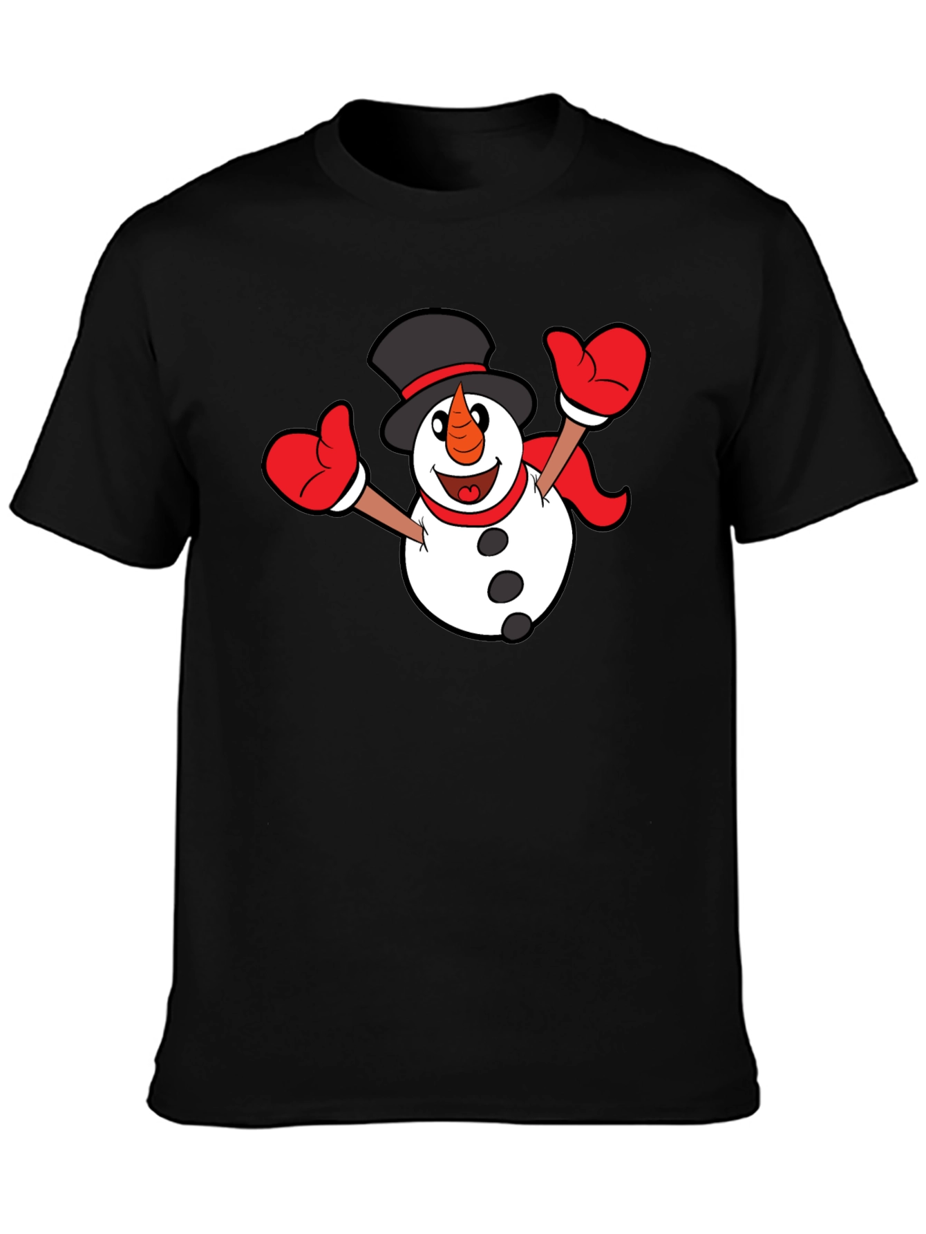 Festive Snowman Graphic T-Shirt - Black