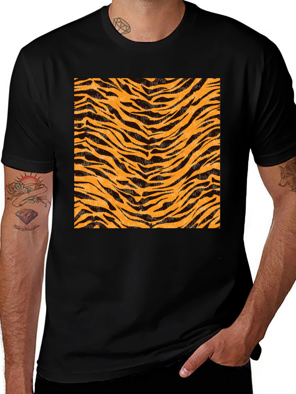 Tiger Stripe Graphic Black T-Shirt
