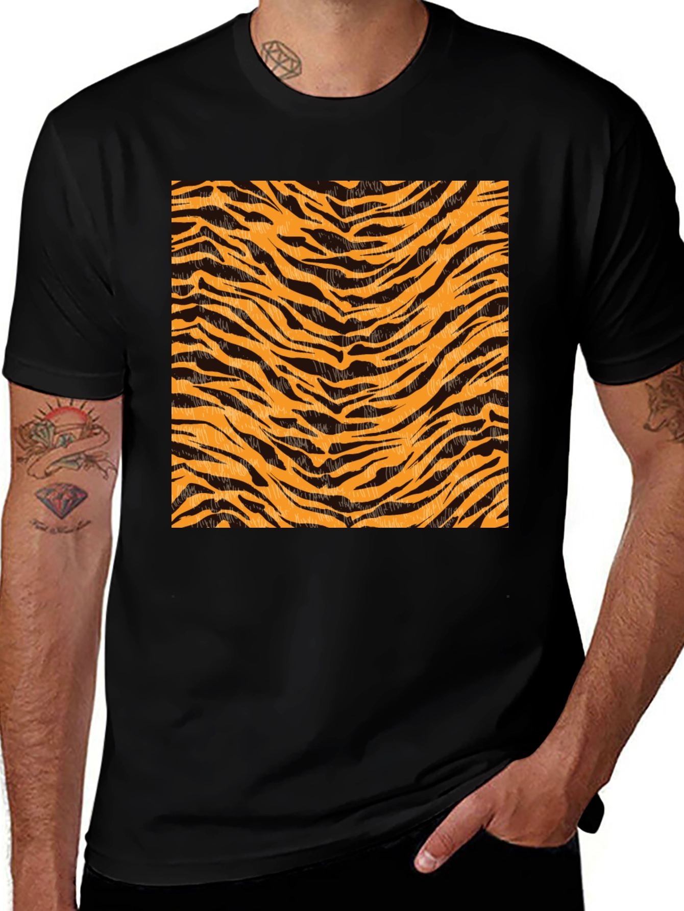 Tiger Stripe Graphic Black T-Shirt