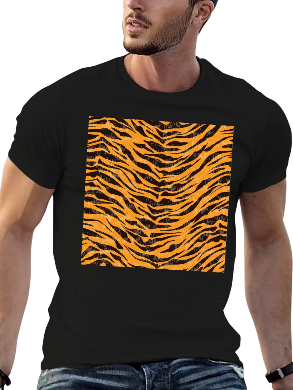Tiger Stripe Graphic Black T-Shirt