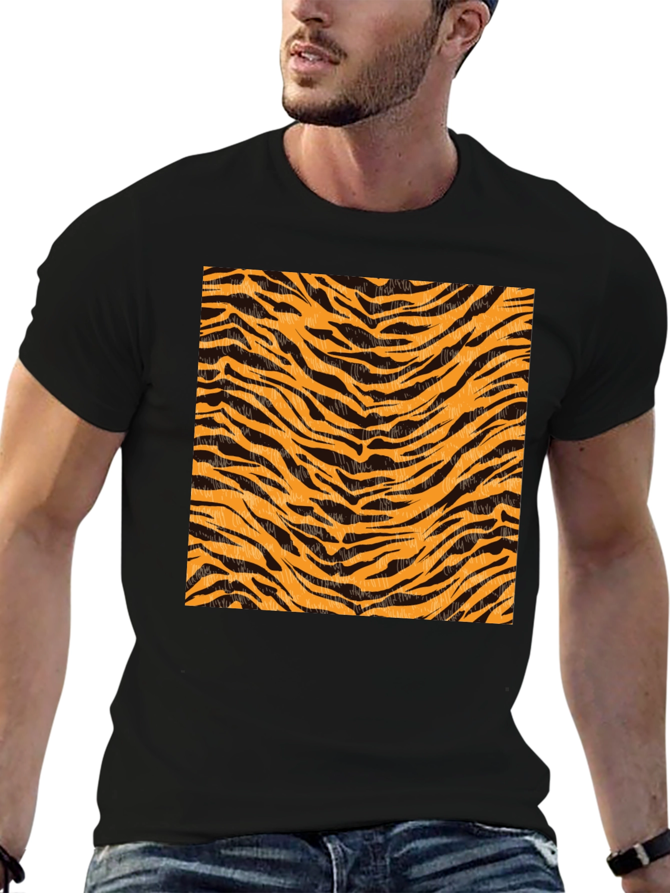 Tiger Stripe Graphic Black T-Shirt