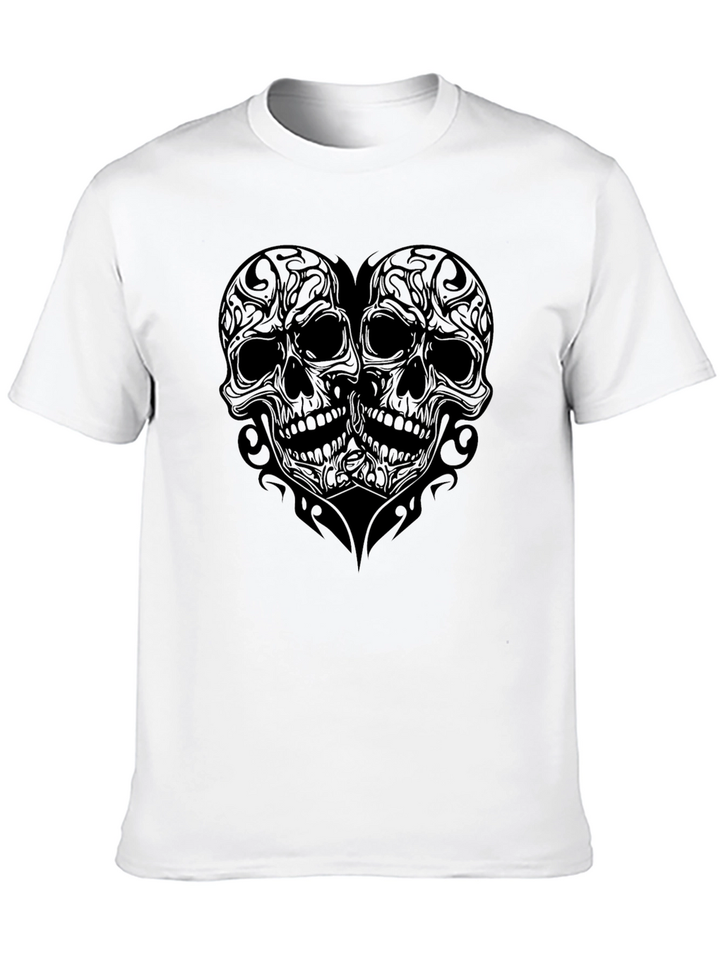 Skull Heart Graphic Print T-Shirt - Mens Black Tee