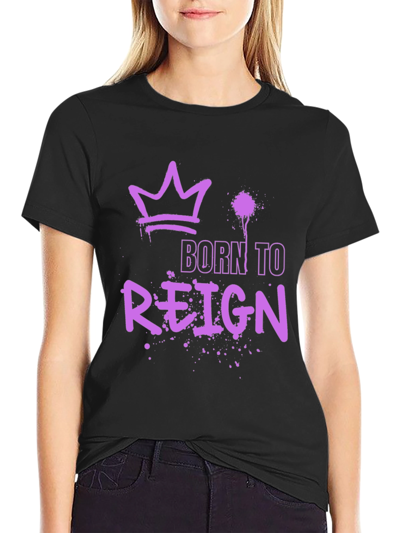 Born to Reign Graphic Tee - Stylish Crown Design