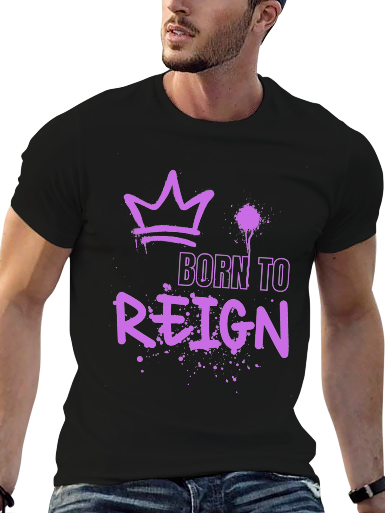 Born to Reign Graphic Tee - Stylish Crown Design