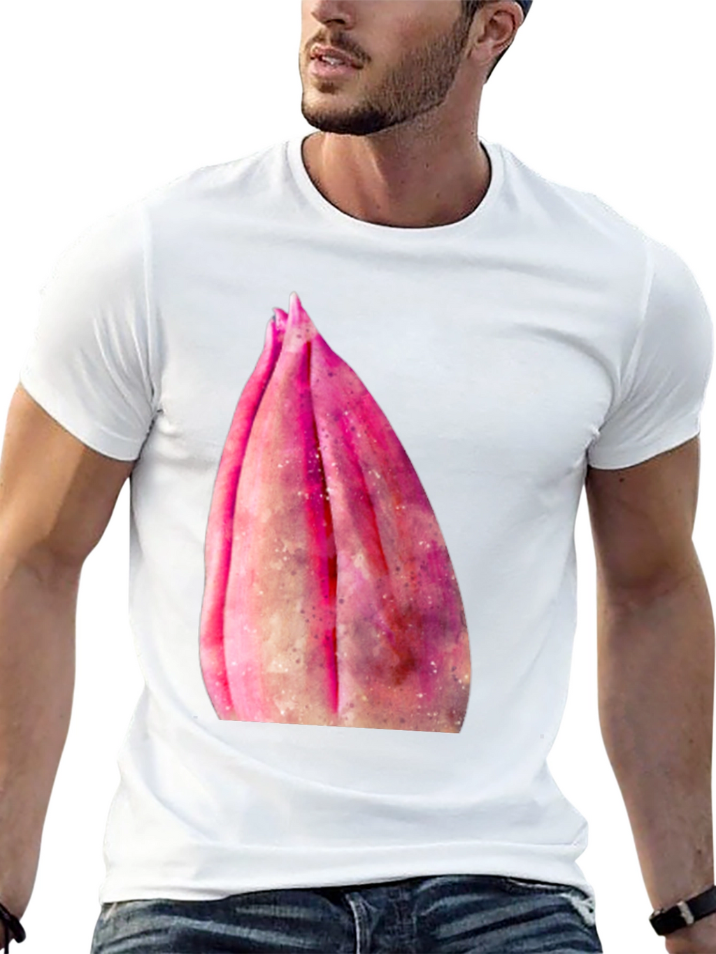 Pink Flower Bud T-Shirt - Soft Cotton Casual Tee
