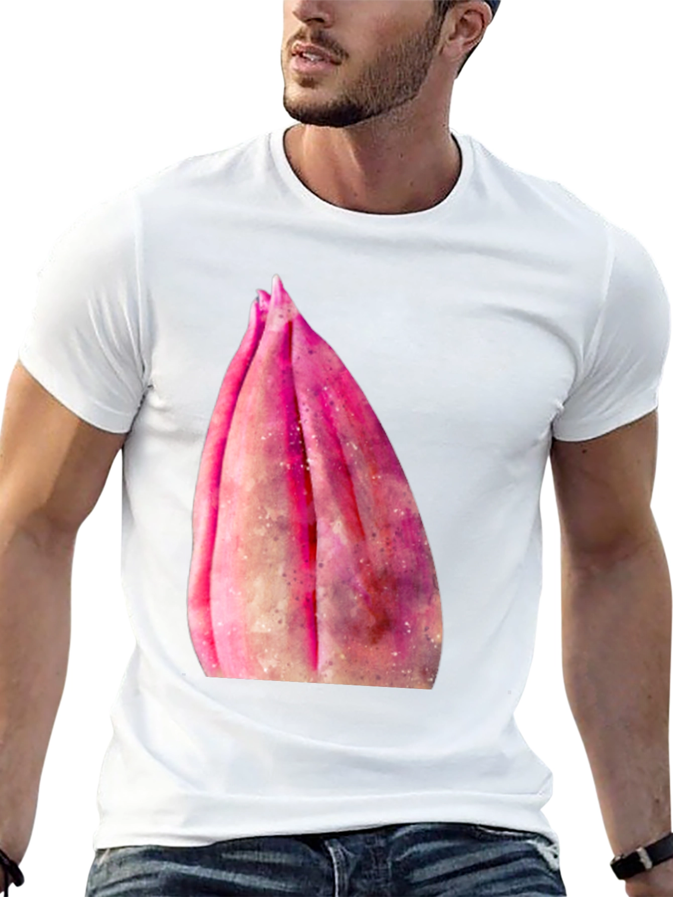 Pink Flower Bud T-Shirt - Soft Cotton Casual Tee