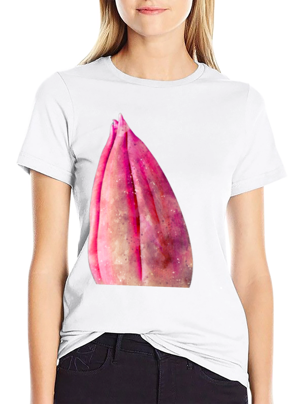 Pink Flower Bud T-Shirt - Soft Cotton Casual Tee