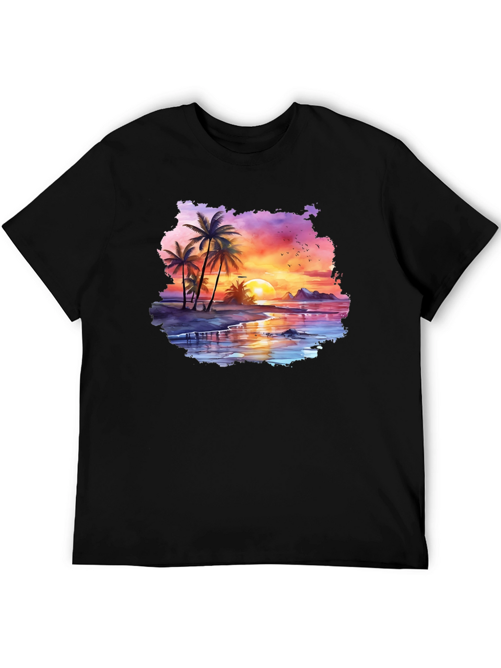 Tropical Sunset Palm Tree Graphic T-Shirt