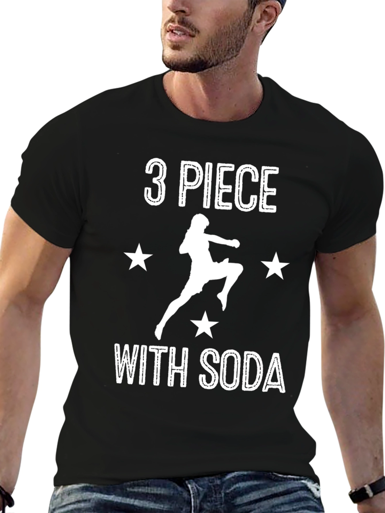 3 Piece With Soda Black Graphic Tee