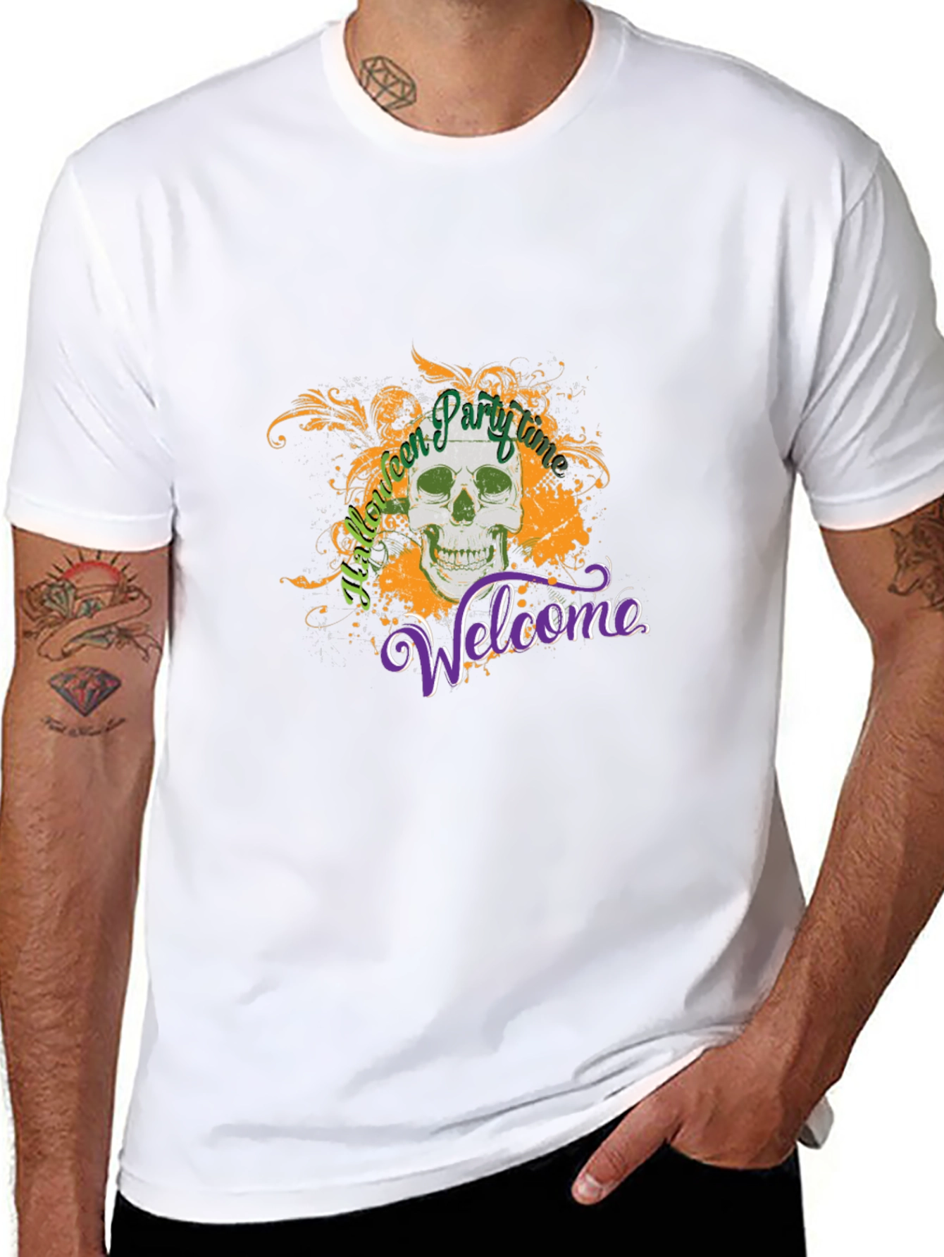 Halloween Party Time Skull Graphic Tee