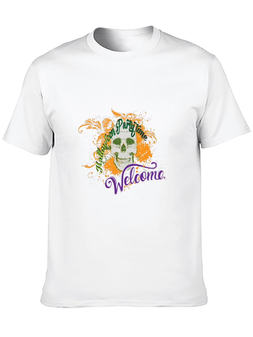 Halloween Party Time Skull Graphic Tee