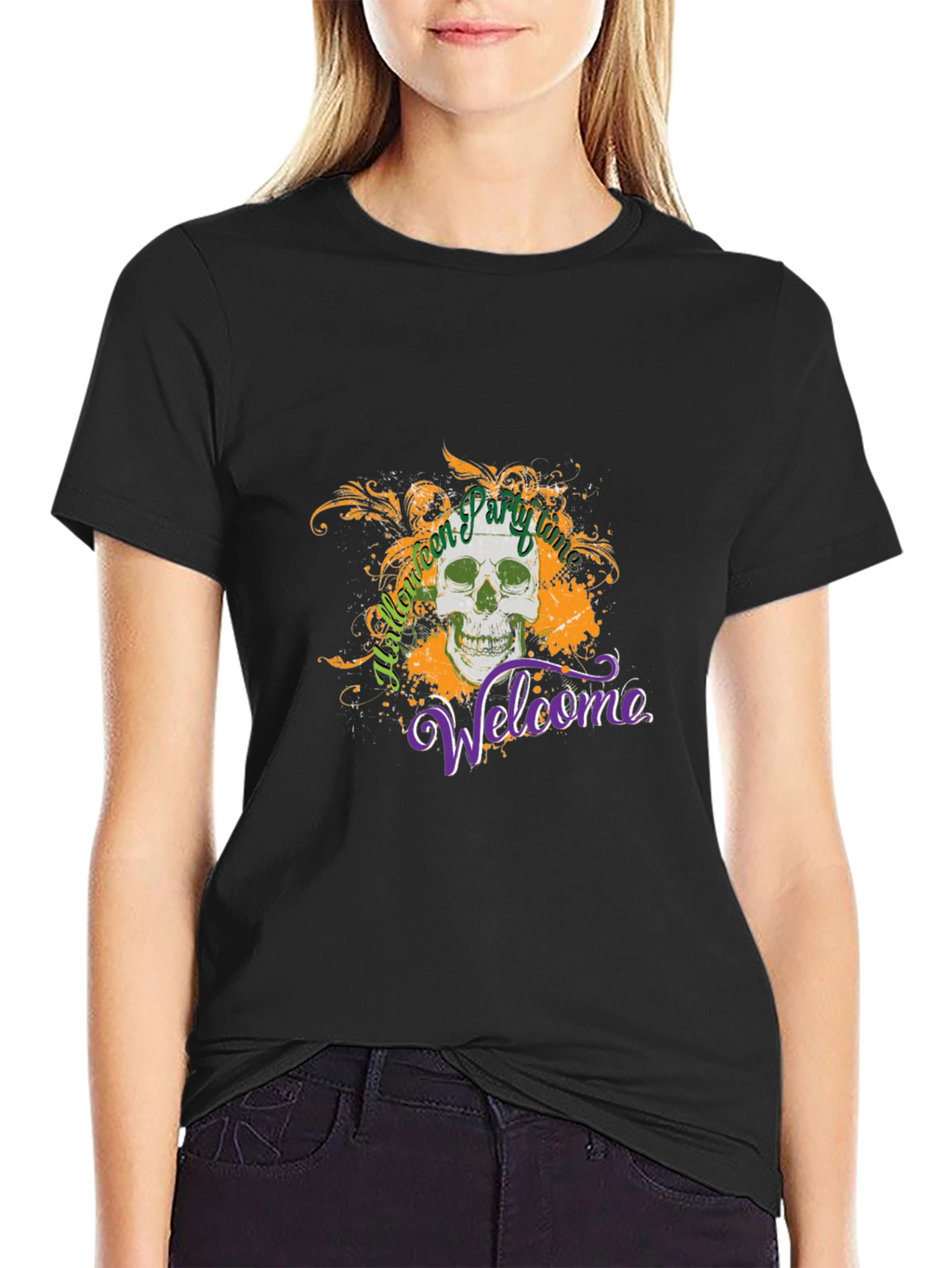 Halloween Party Time Skull Graphic Tee