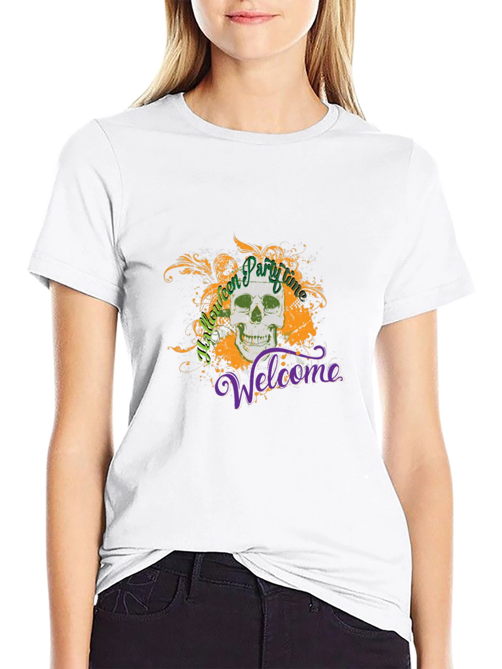 Halloween Party Time Skull Graphic Tee