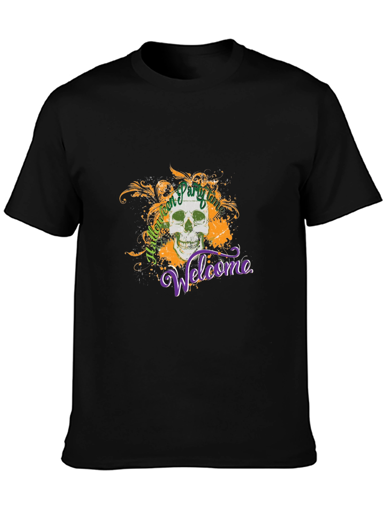 Halloween Party Time Skull Graphic Tee