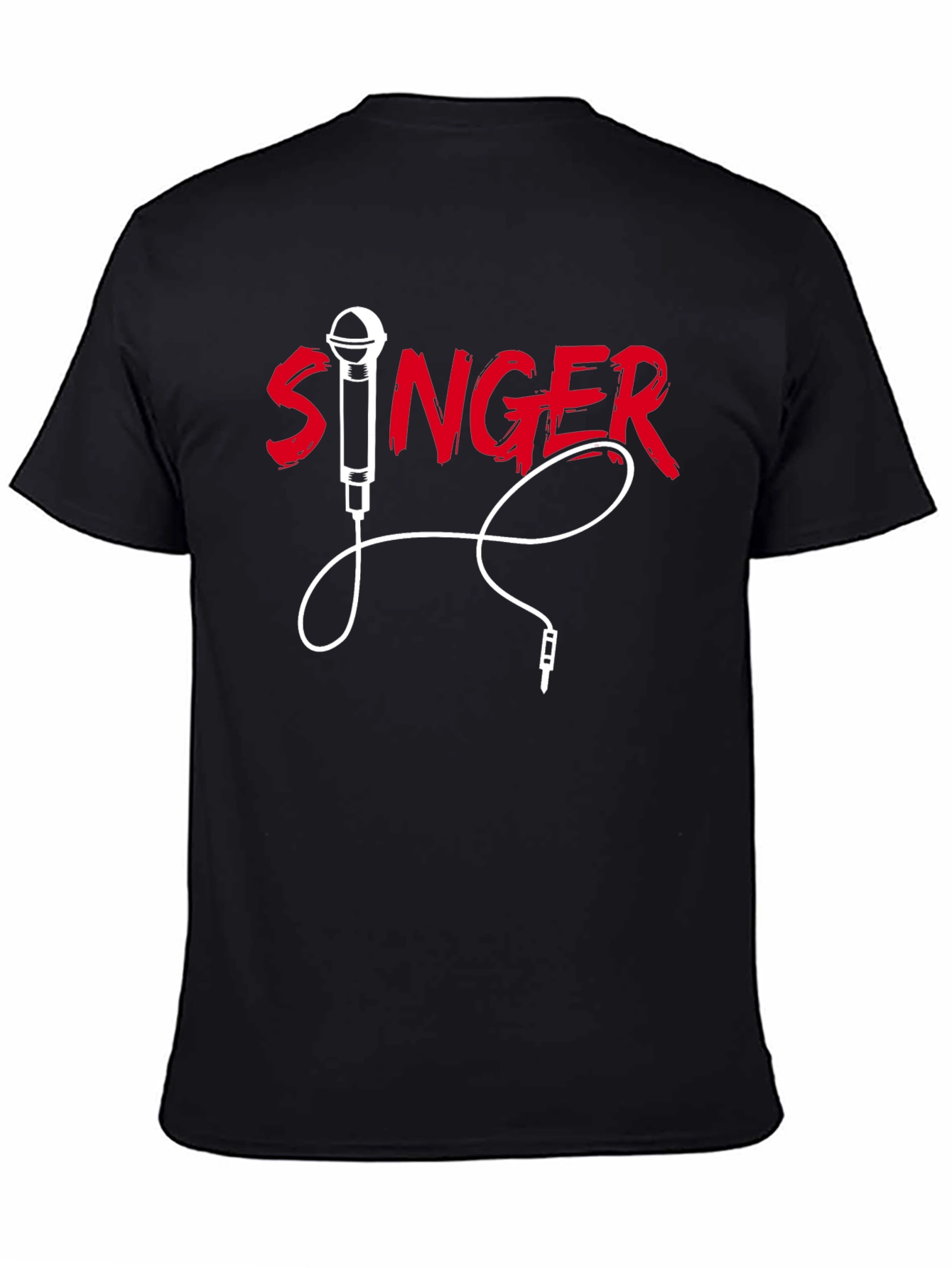 Singer Graphic Black T-Shirt Microphone Design