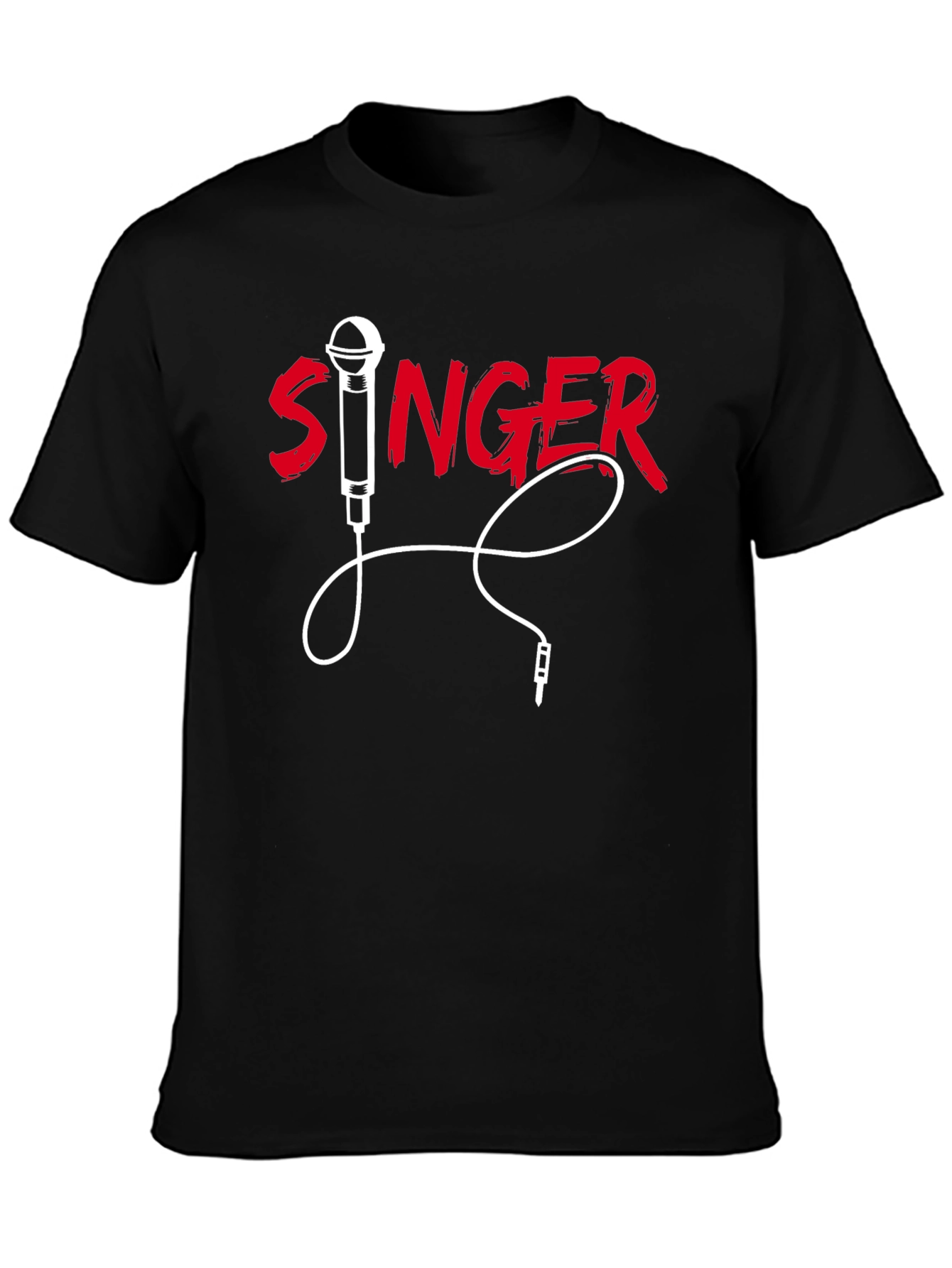 Singer Graphic Black T-Shirt Microphone Design