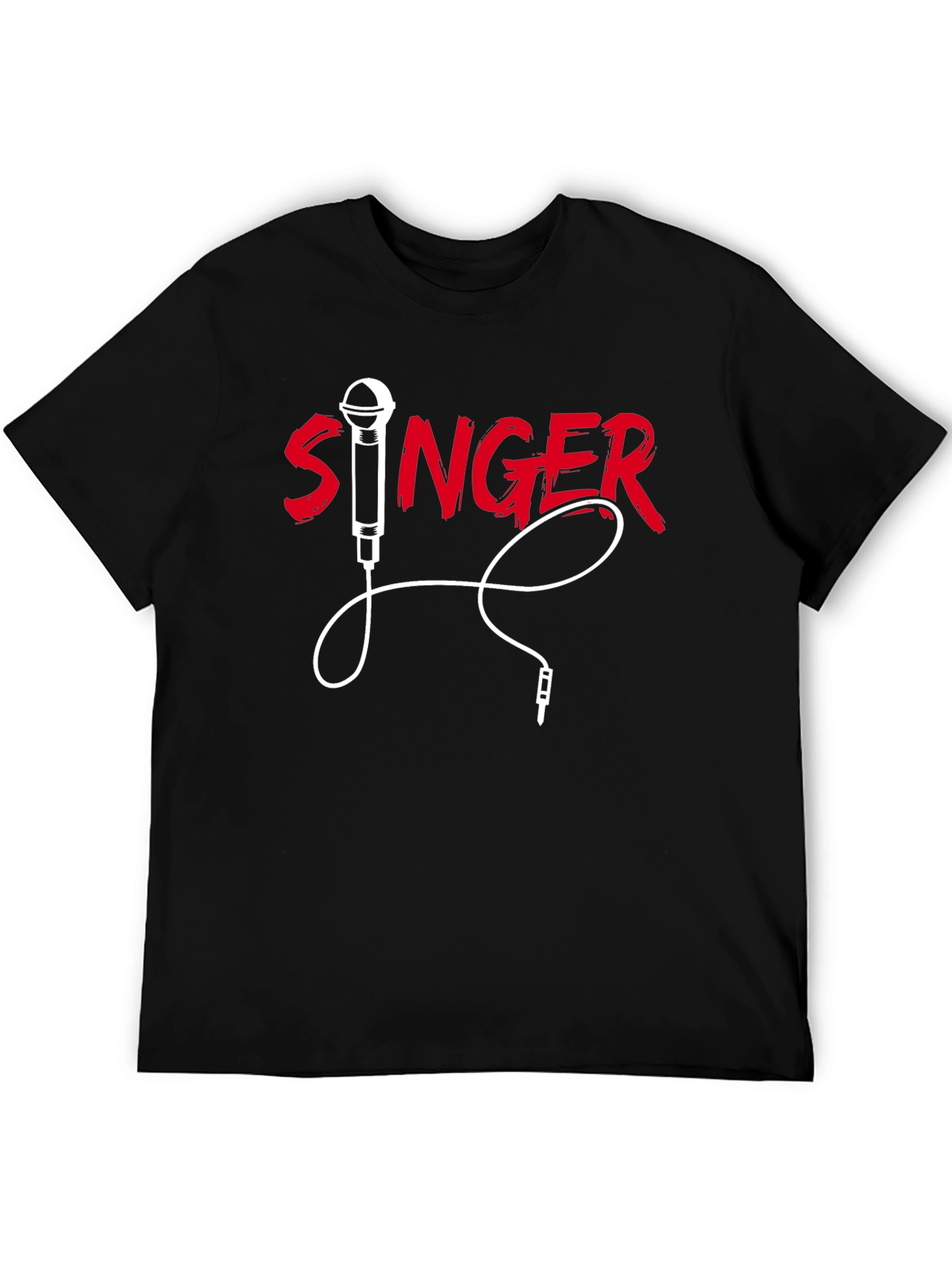 Singer Graphic Black T-Shirt Microphone Design