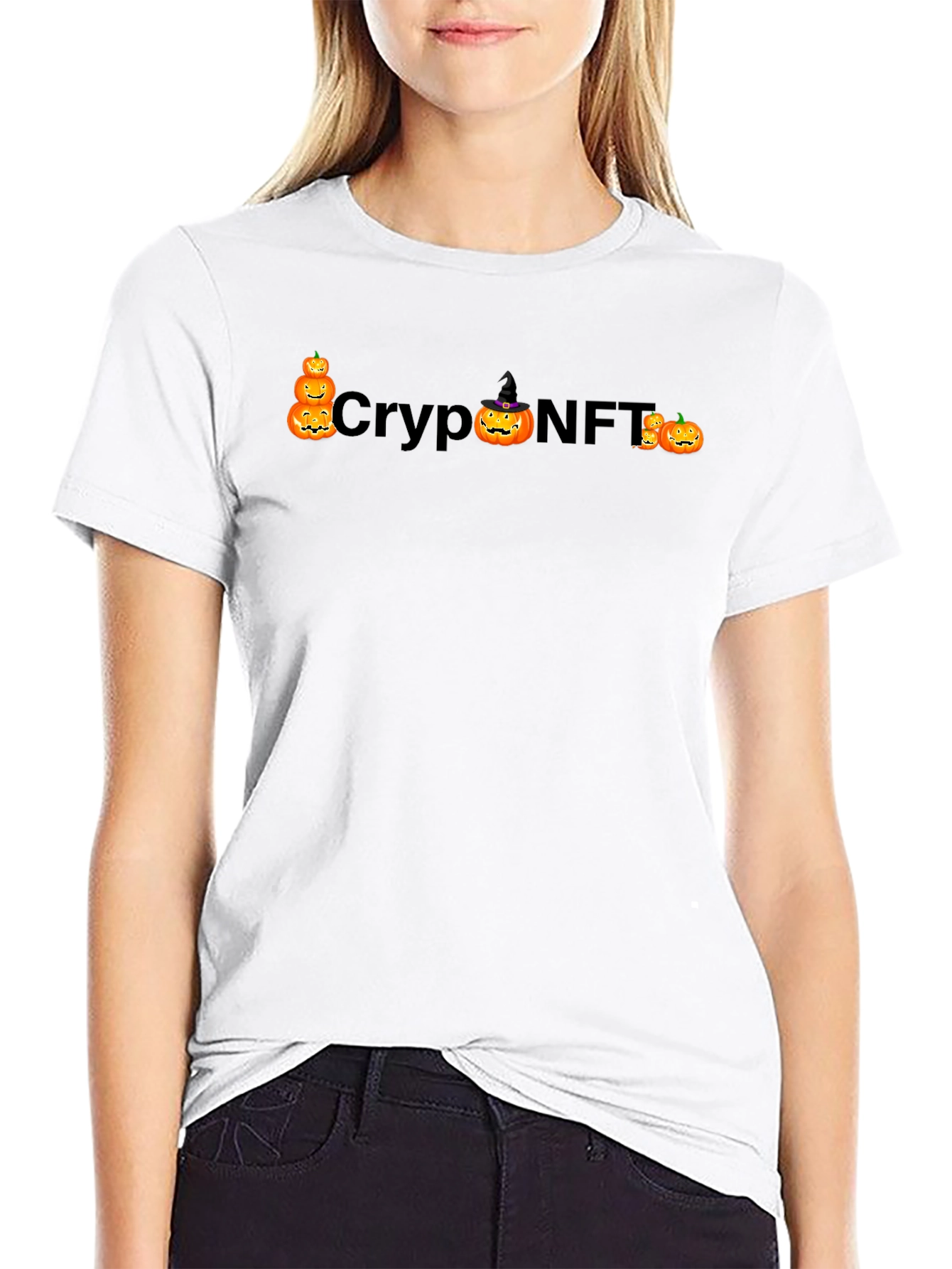 Crypto NFT Halloween Pumpkin Black T-Shirt