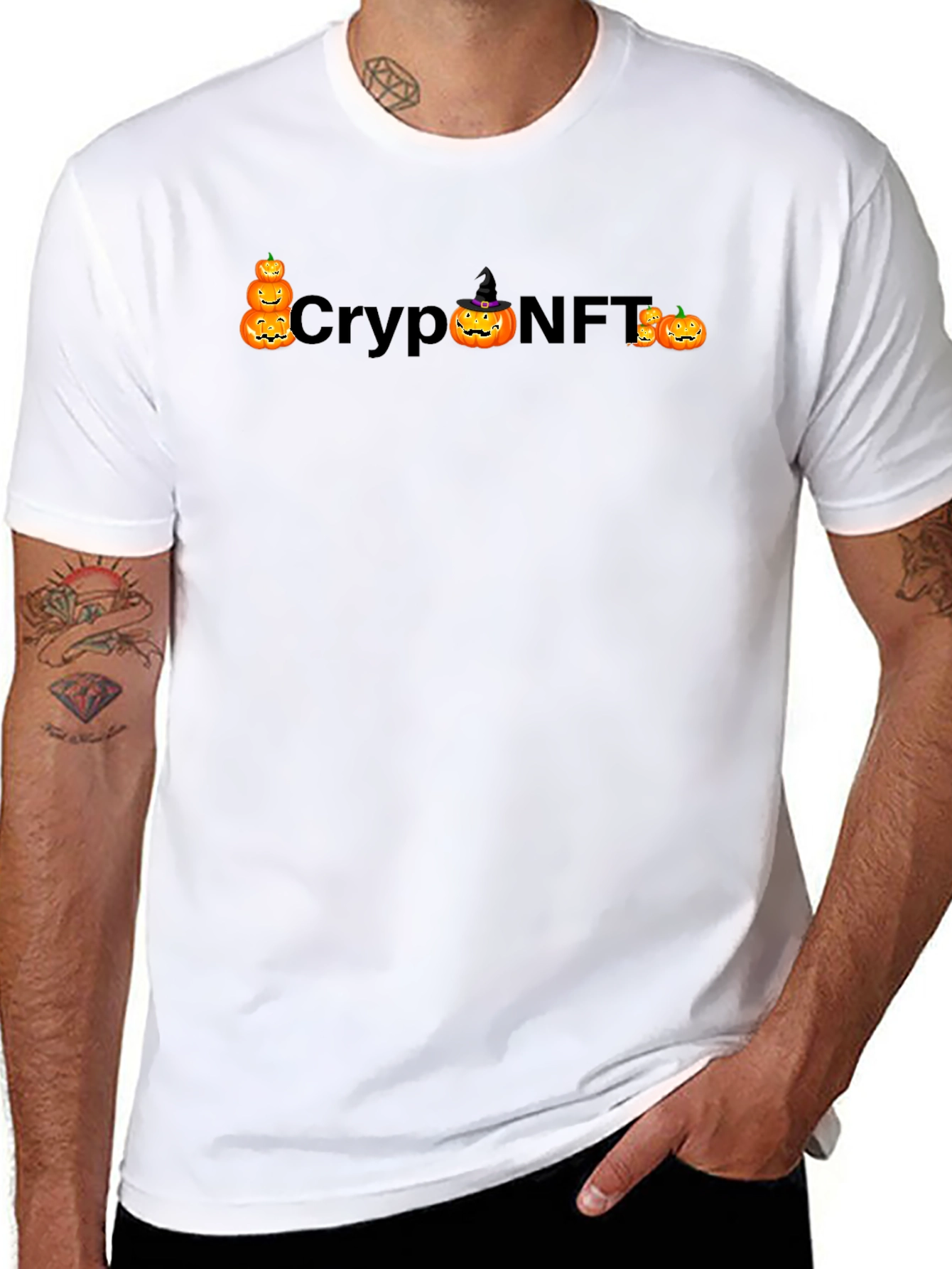 Crypto NFT Halloween Pumpkin Black T-Shirt