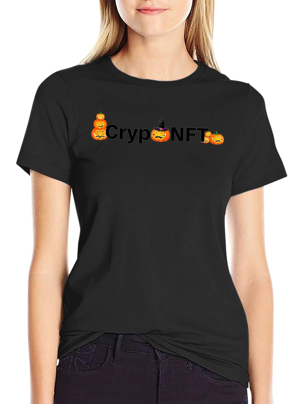 Crypto NFT Halloween Pumpkin Black T-Shirt