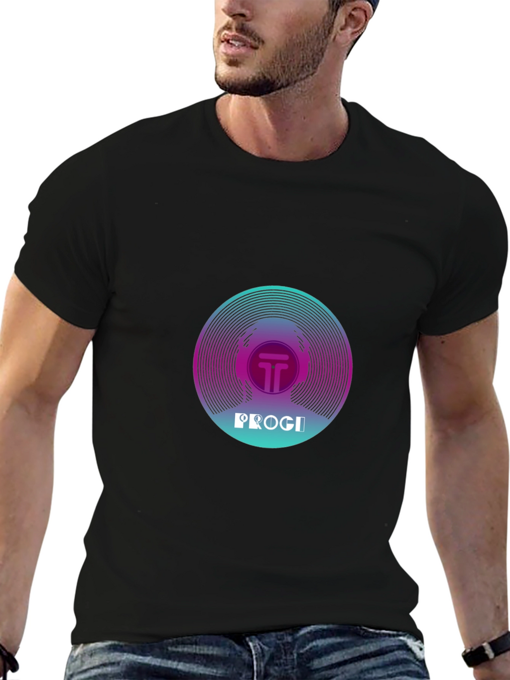 Progi Graphic Tee - Retro Vinyl Design