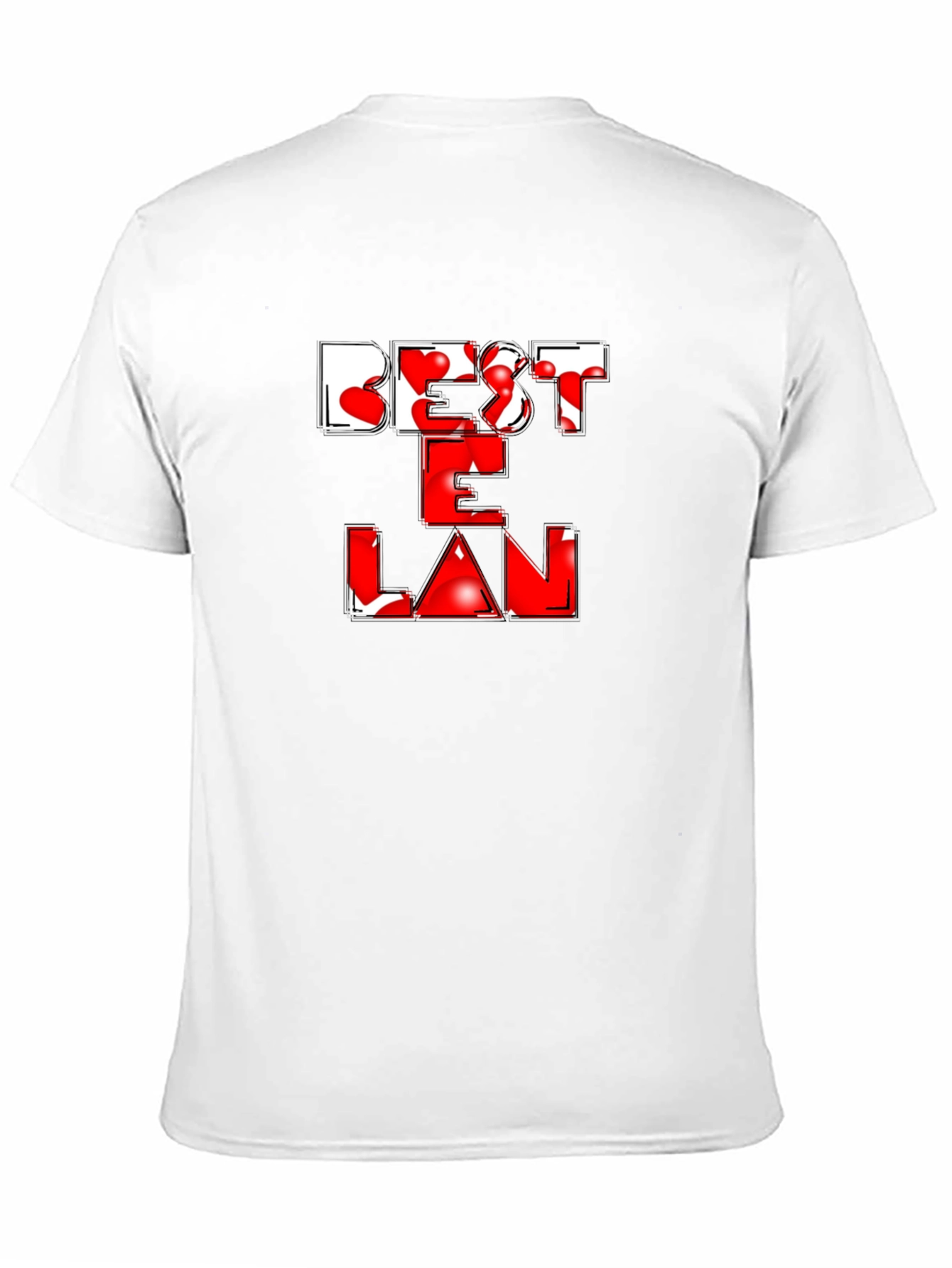 Best E Lan Love Heart Graphic Black T-Shirt