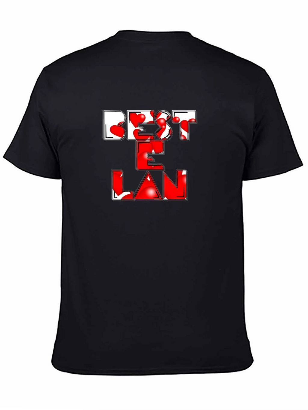 Best E Lan Love Heart Graphic Black T-Shirt