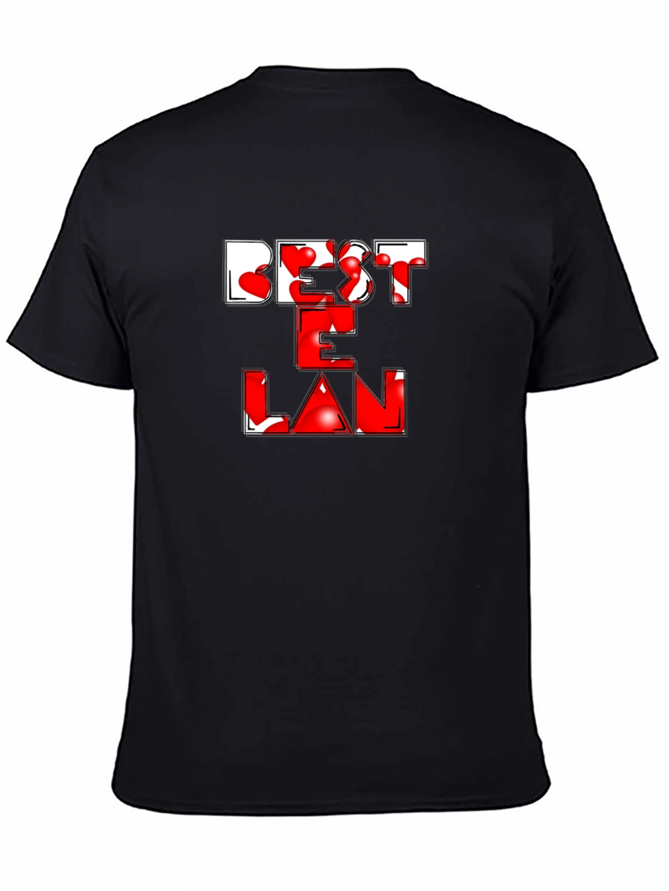 Best E Lan Love Heart Graphic Black T-Shirt