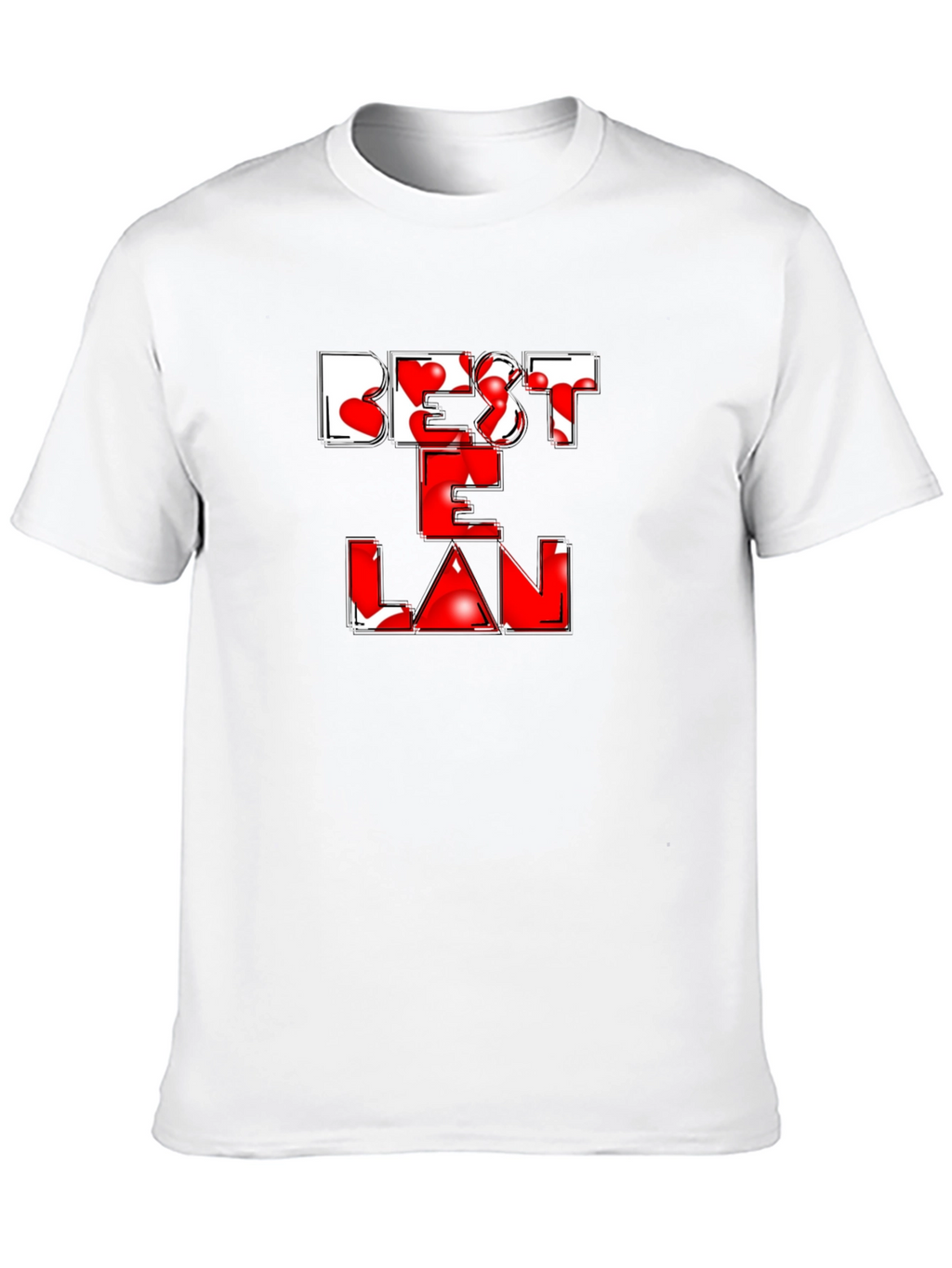 Best E Lan Love Heart Graphic Black T-Shirt