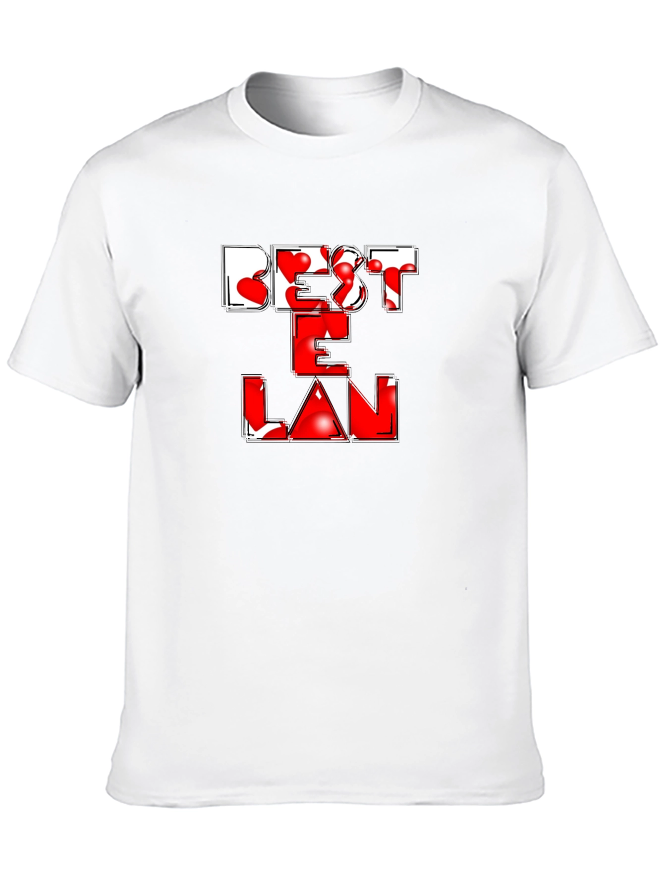 Best E Lan Love Heart Graphic Black T-Shirt