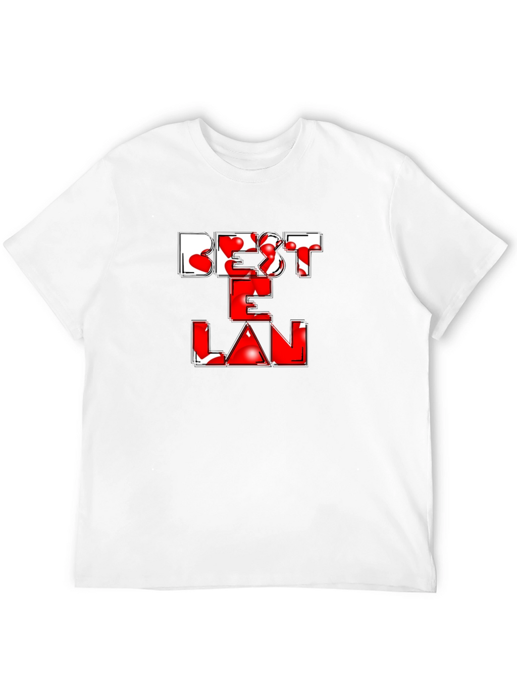 Best E Lan Love Heart Graphic Black T-Shirt