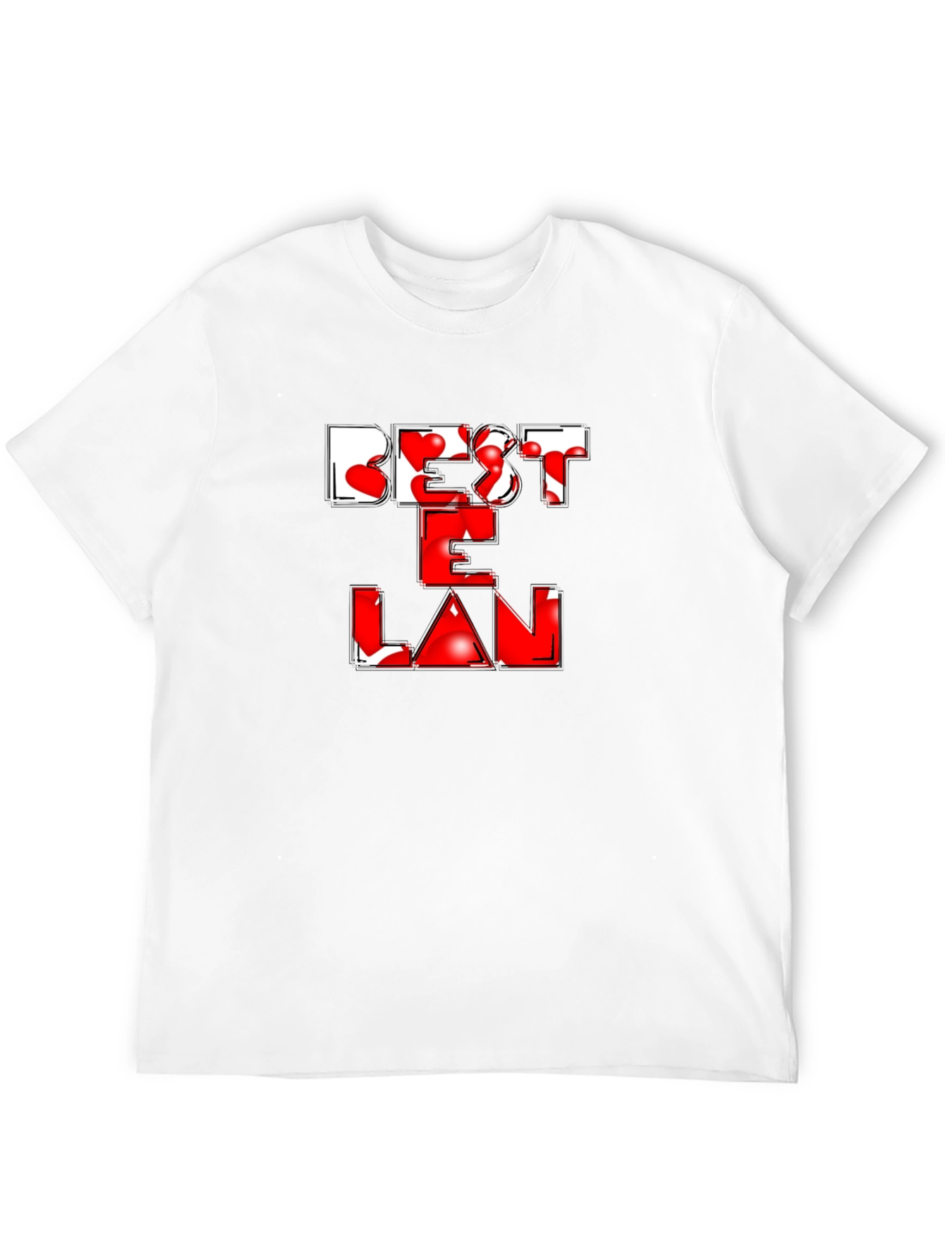 Best E Lan Love Heart Graphic Black T-Shirt