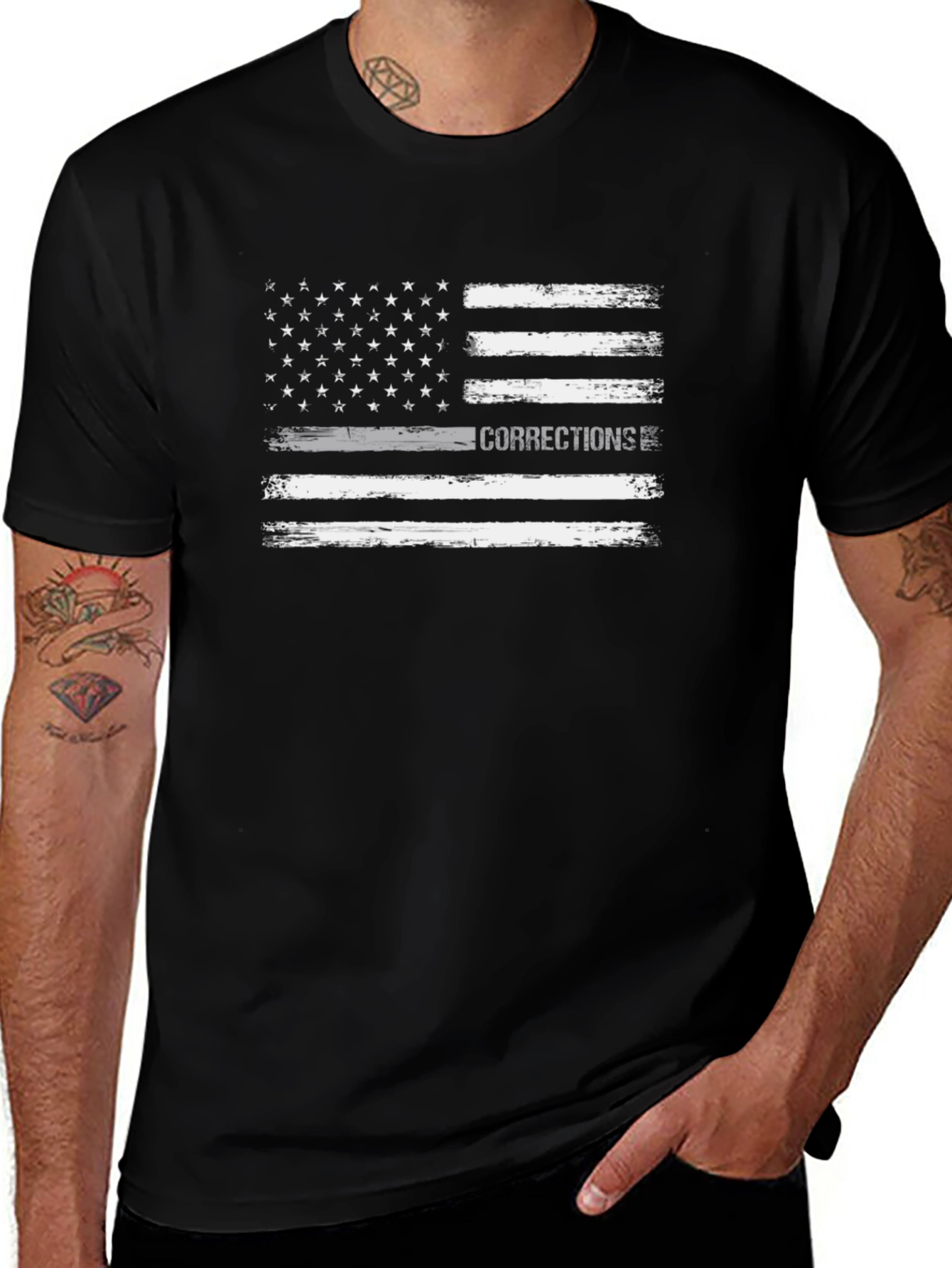 Corrections Thin Gray Line Flag T-Shirt