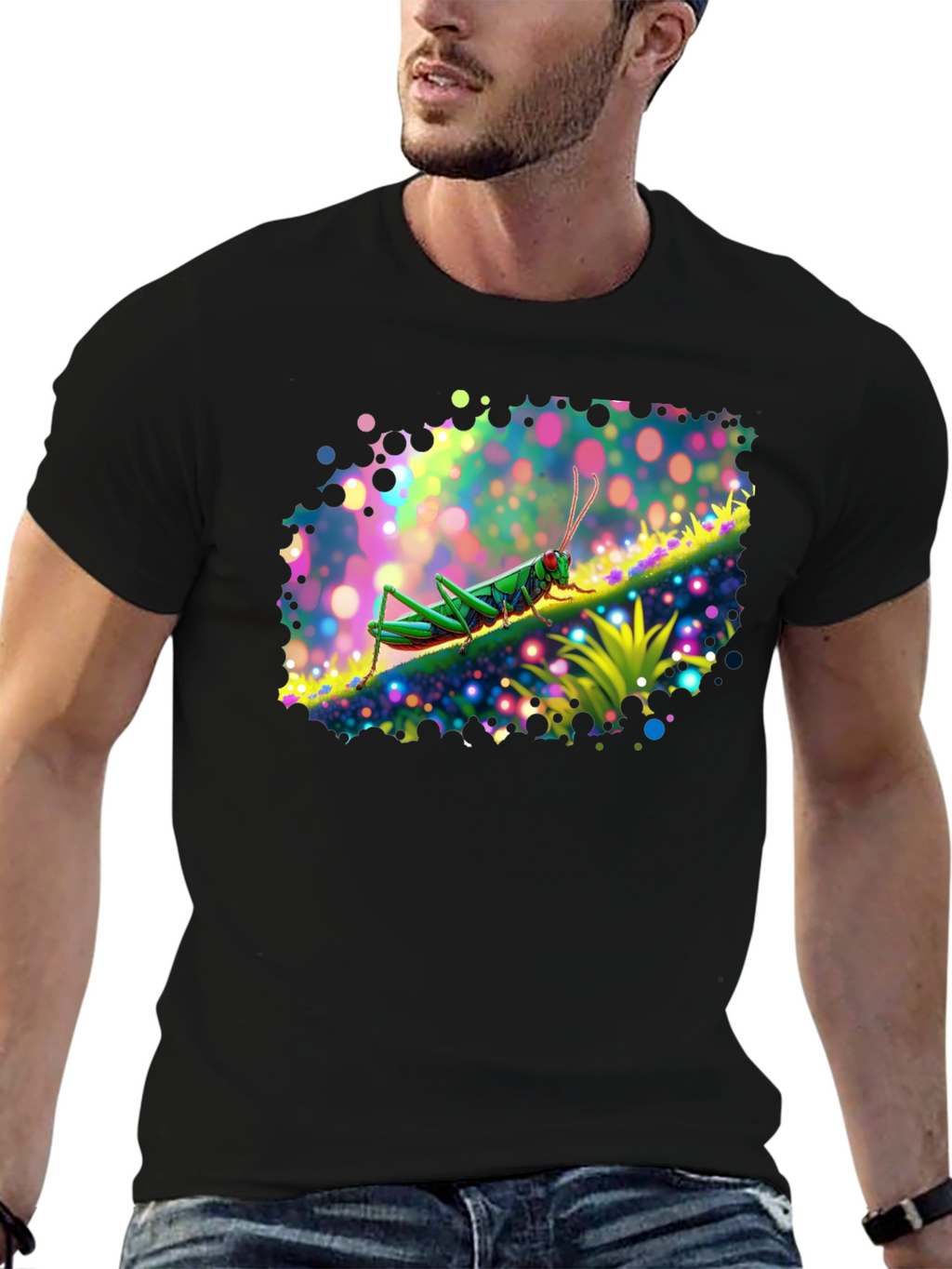 Grasshopper Graphic Tee - Vivid Insect Art