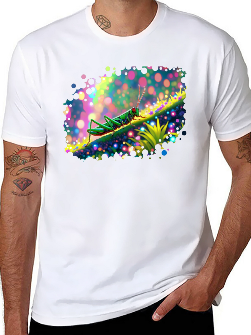 Grasshopper Graphic Tee - Vivid Insect Art