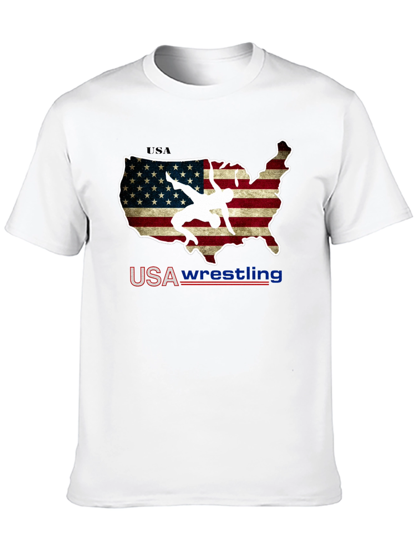 USA Wrestling T-Shirt - Patriotic United States Map