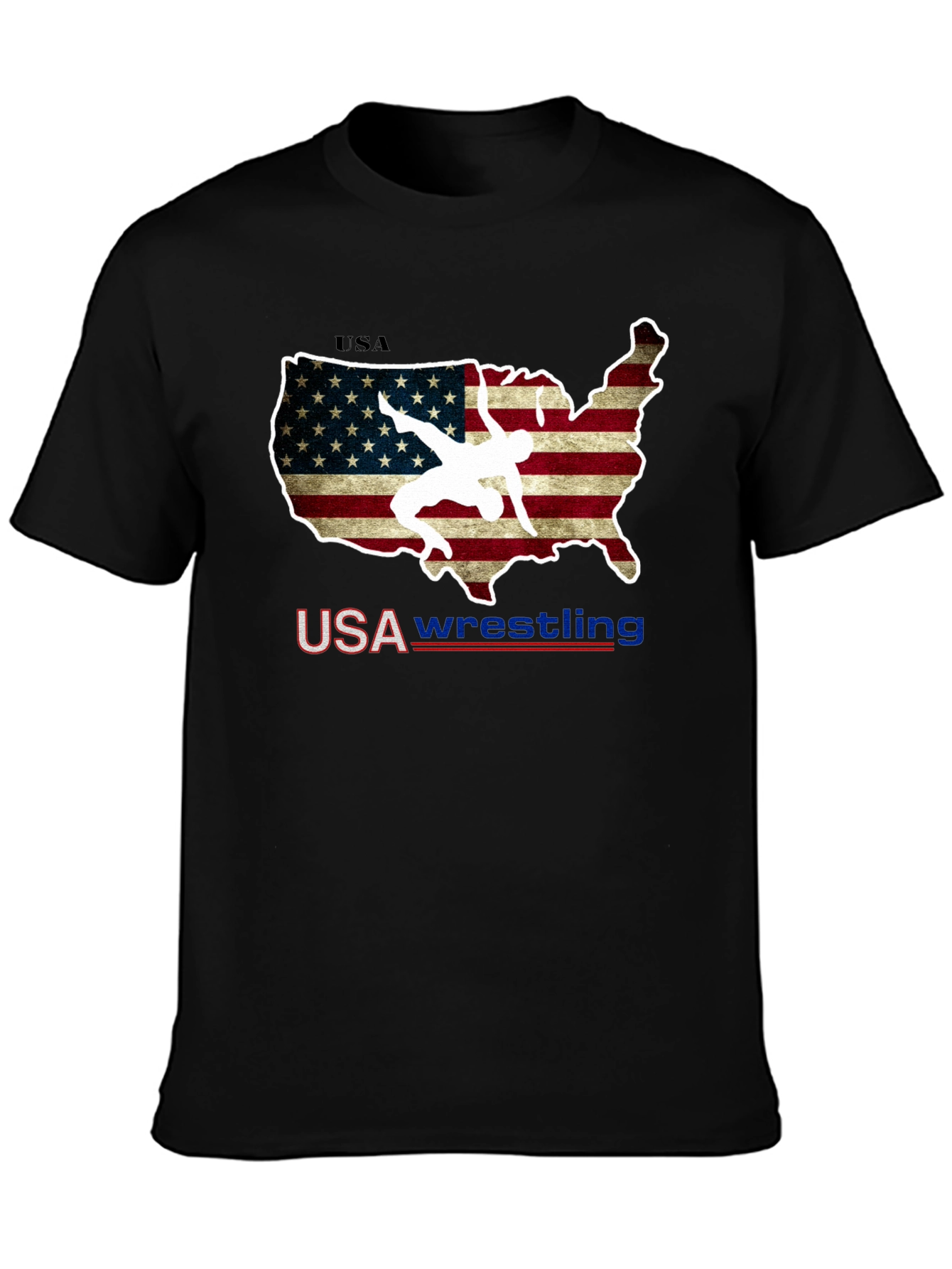 USA Wrestling T-Shirt - Patriotic United States Map