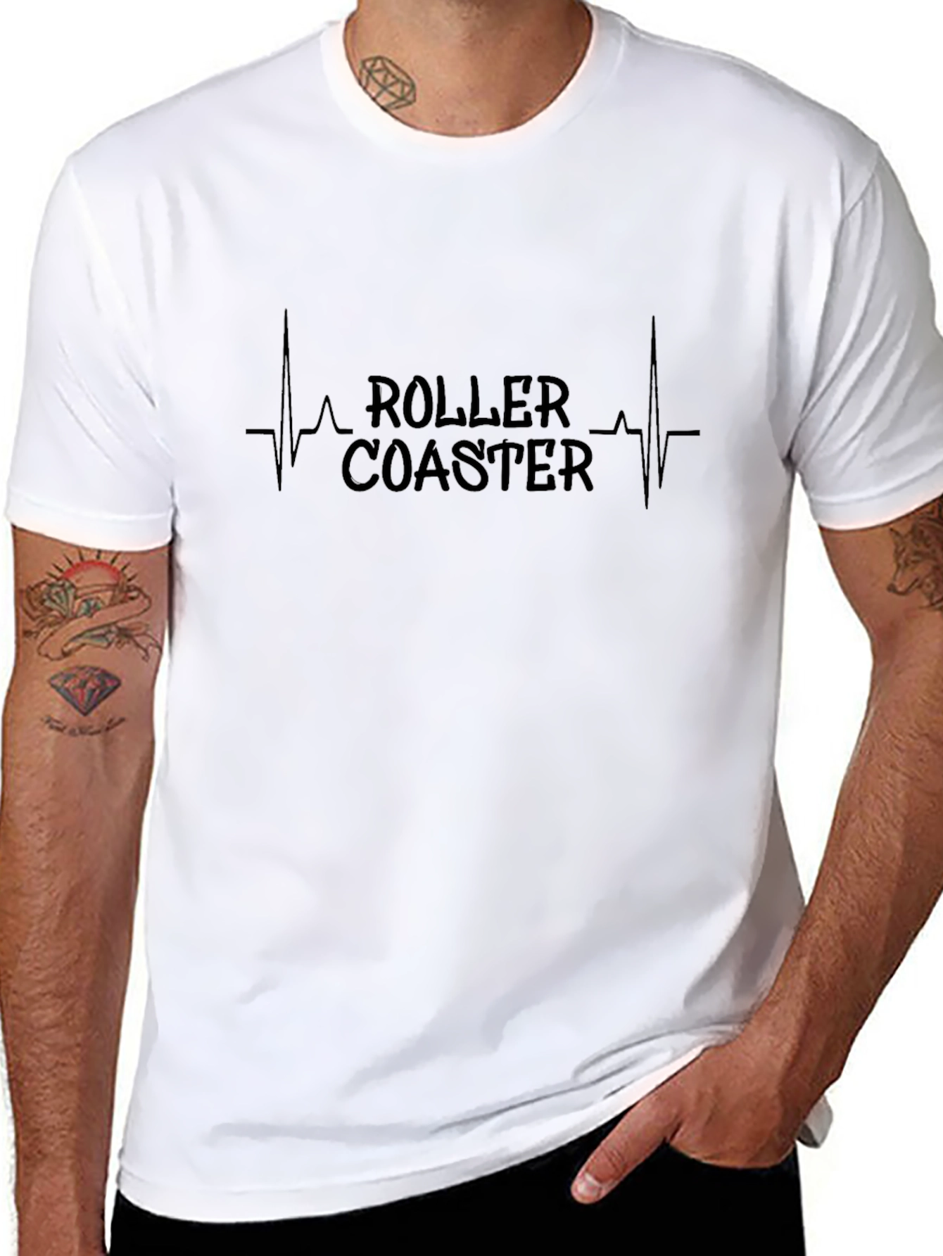 Roller Coaster Heartbeat Graphic Tee - Black