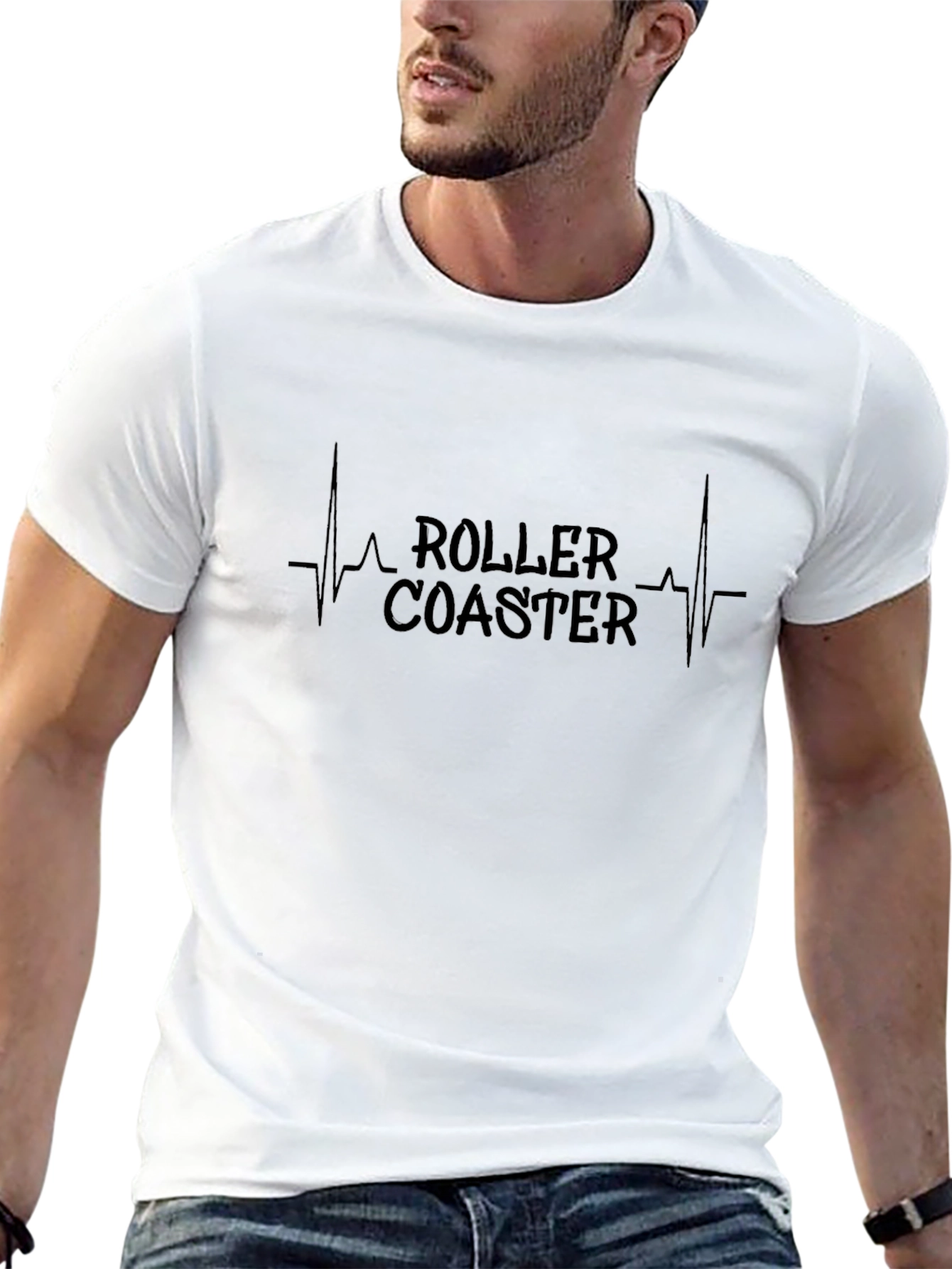 Roller Coaster Heartbeat Graphic Tee - Black
