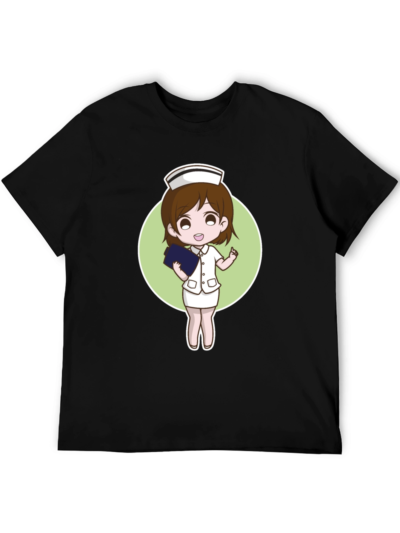 Cartoon Nurse Graphic Tee - Black