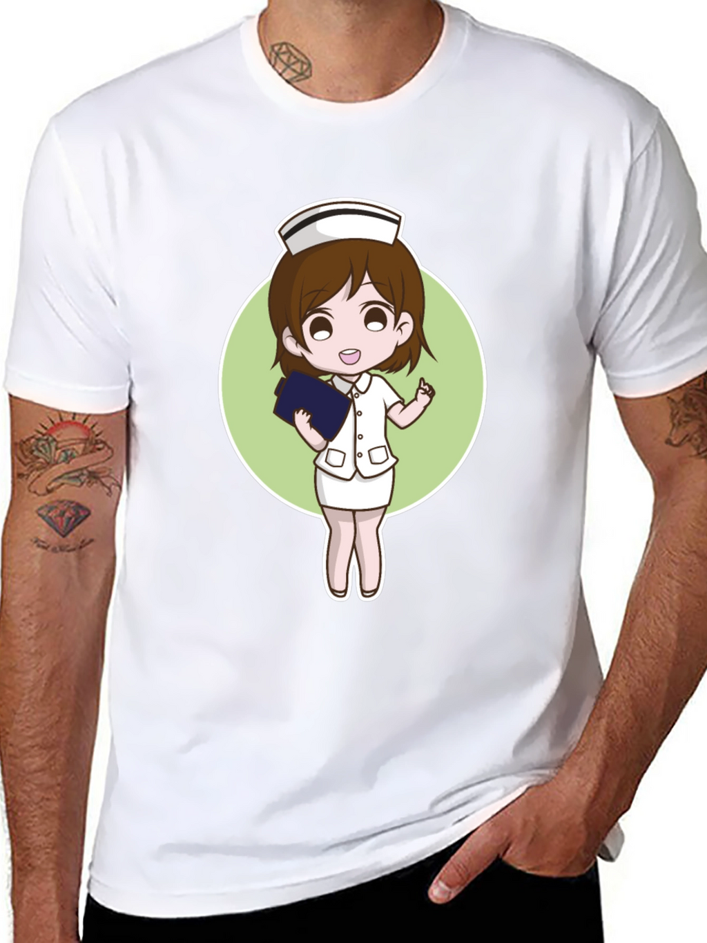 Cartoon Nurse Graphic Tee - Black