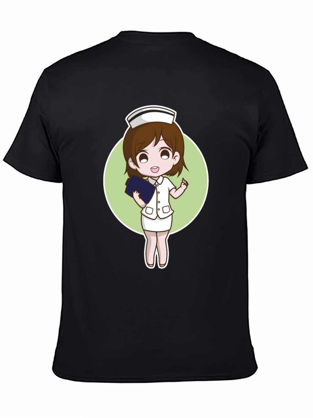 Cartoon Nurse Graphic Tee - Black
