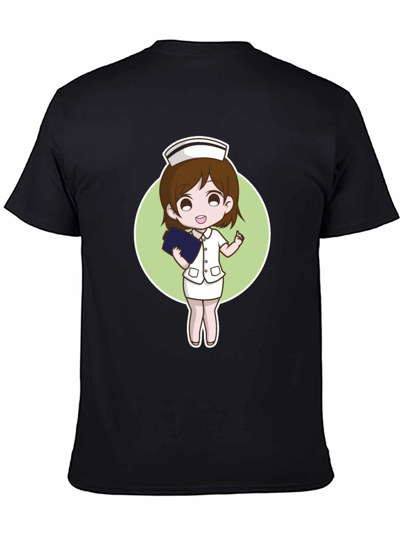Cartoon Nurse Graphic Tee - Black