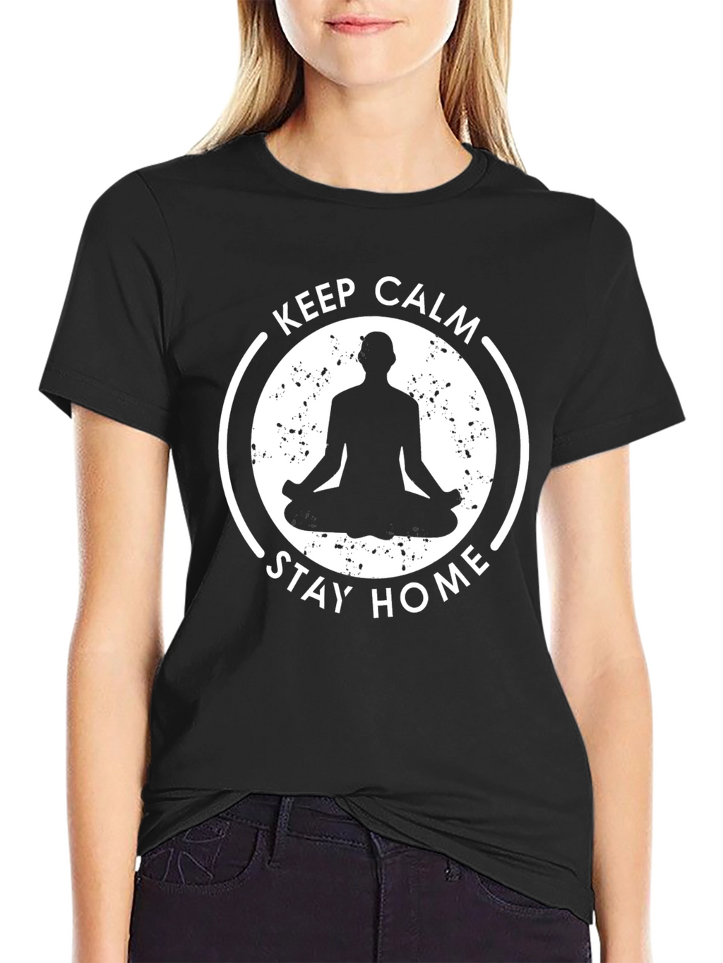 Keep Calm Stay Home Meditation T-Shirt