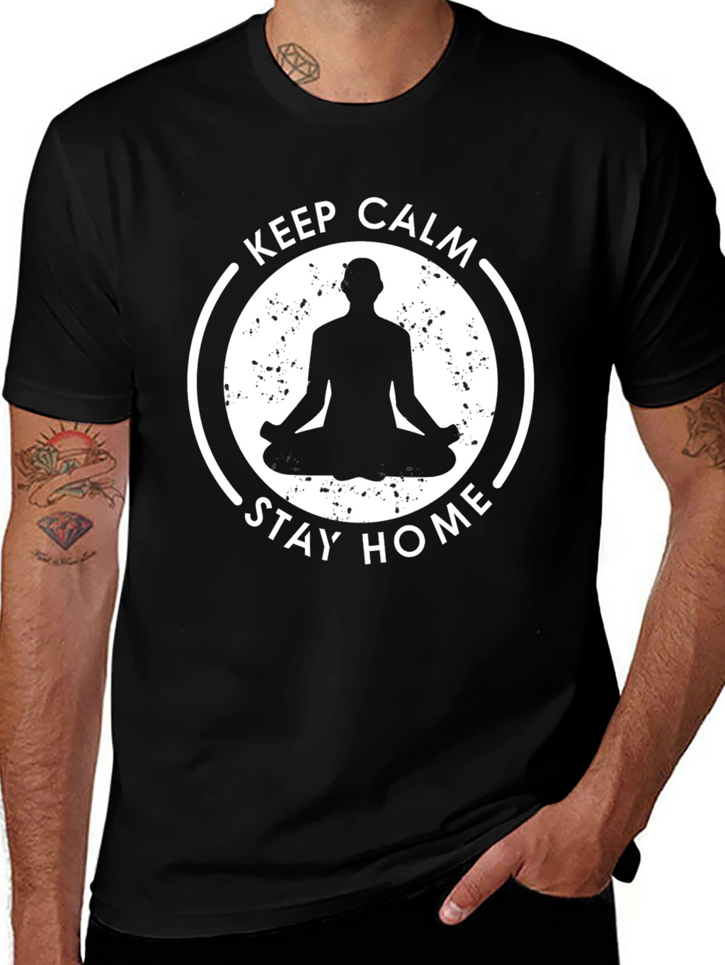Keep Calm Stay Home Meditation T-Shirt