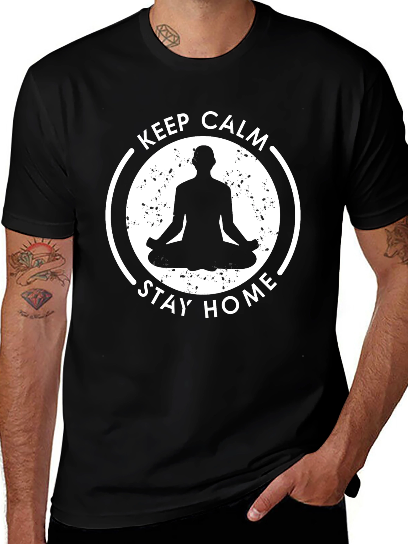 Keep Calm Stay Home Meditation T-Shirt