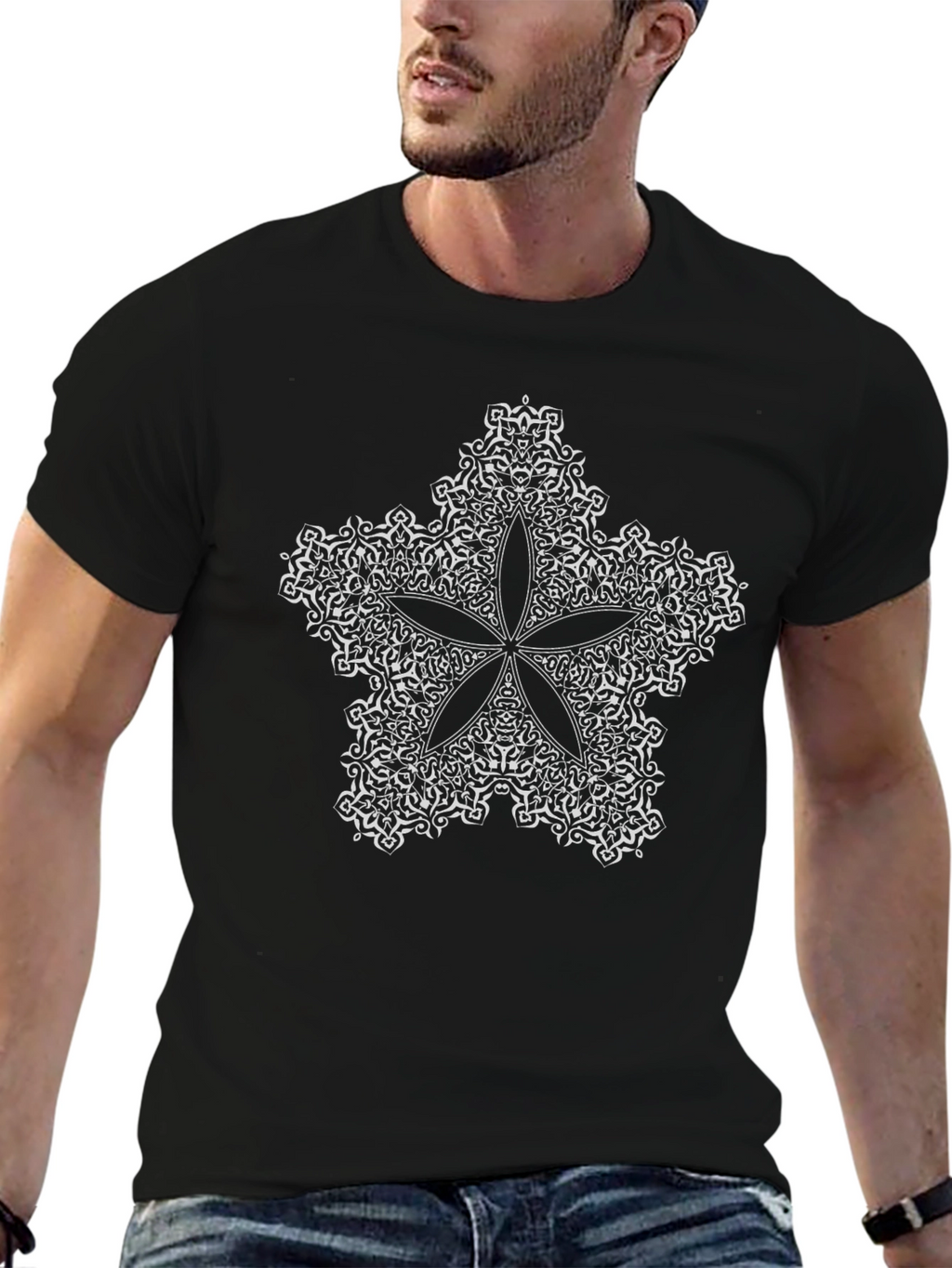 Starfish Mandala Graphic Tee - Black