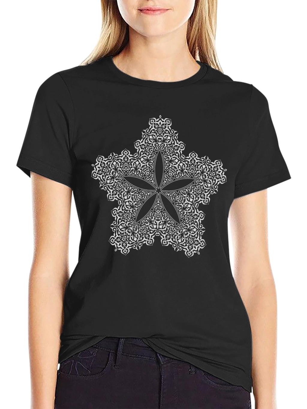 Starfish Mandala Graphic Tee - Black